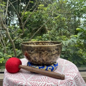 Hand Carving Tibetan Mantra Crafted Buddha Himalayan Singing Bowl | 20cm | 8inch